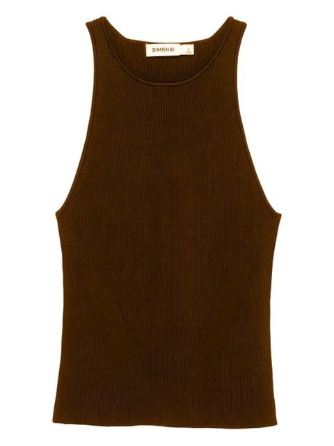 Simkhai Reza ribbed racerback tank top - Brown - zdjęcie produktu nr 1