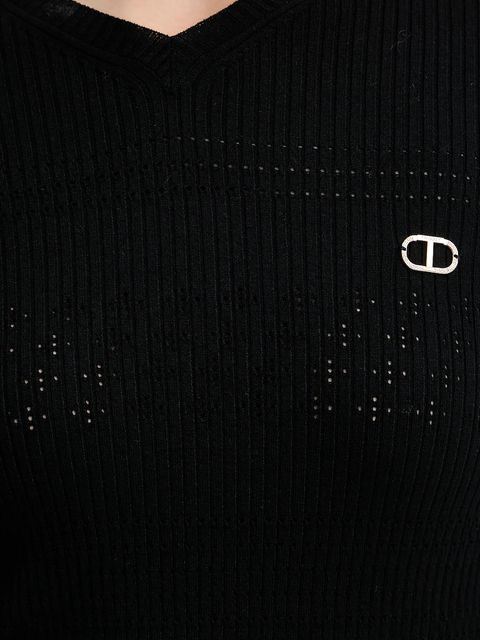 Twinset sweter damski kolor czarny lekki 252TP3241