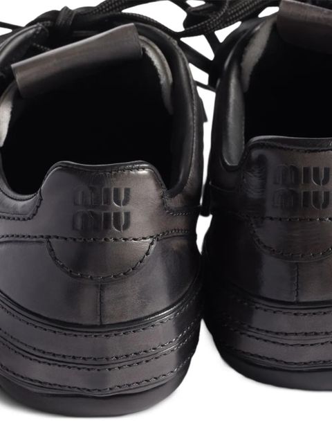 Miu Miu buckle-strap leather sneakers - Black