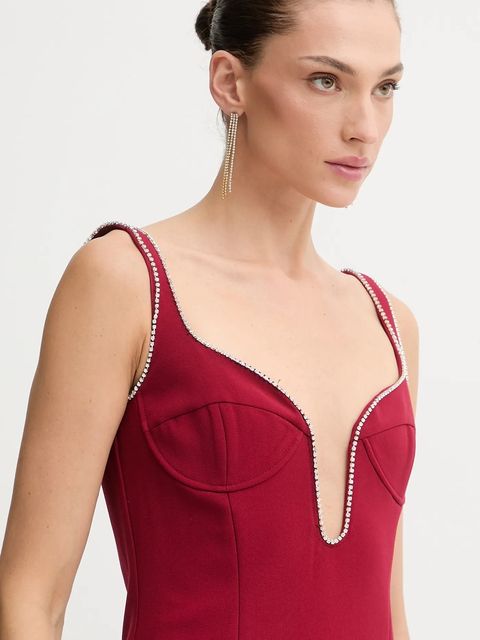 Bardot sukienka kolor bordowy maxi prosta 59009DB2