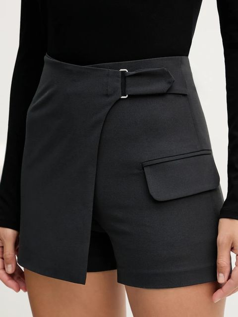 Sisley szorty damskie kolor szary gładkie high waist 483QL901T