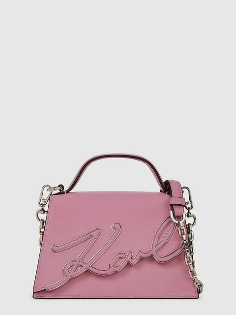 Karl Lagerfeld torebka skórzana K/SIGNATURE kolor różowy A4W30033 - zdjęcie produktu nr 1