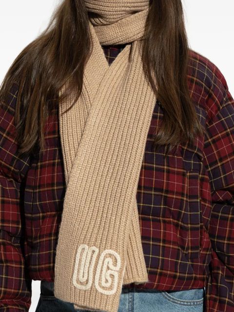 UGG ribbed logo scarf - Neutrals