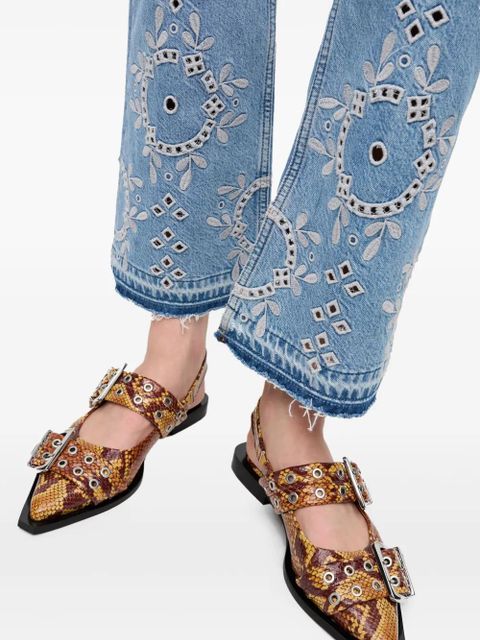 GANNI broderie-anglaise jeans - Blue