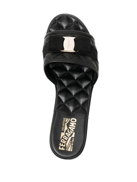 Ferragamo Vara bow quilted slides - Black