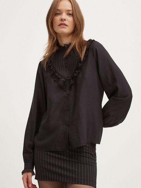 HUGO bluzka damska kolor czarny gładka 50506951