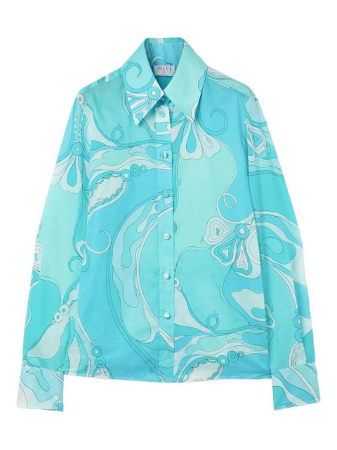 PUCCI Orchidee-print cotton shirt - Blue - zdjęcie produktu nr 1