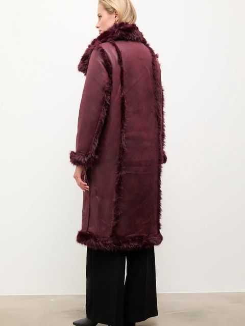 Answear.LAB płaszcz dwustronny kolor bordowy