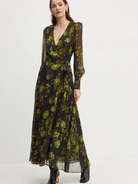 Bardot sukienka LUCIANNA kolor czarny maxi rozkloszowana 59537DB