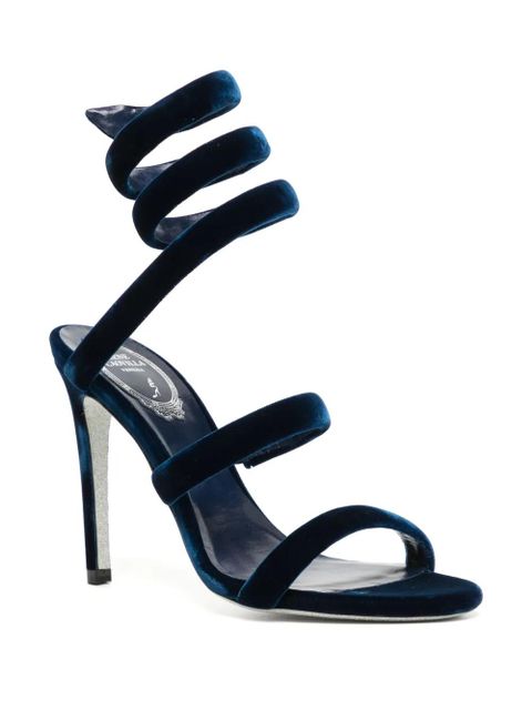 René Caovilla Cleo 100mm velvet-finish sandals - Blue - zdjęcie produktu nr 2