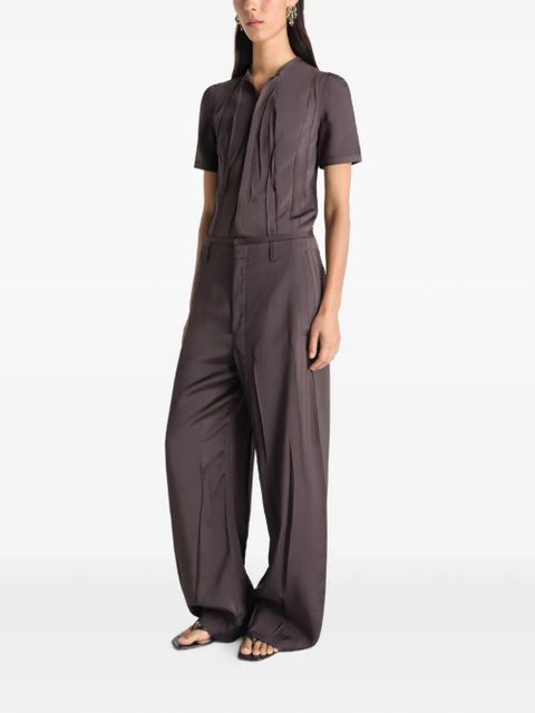 LEMAIRE belt-loop pleated trousers - Brown - zdjęcie produktu nr 2