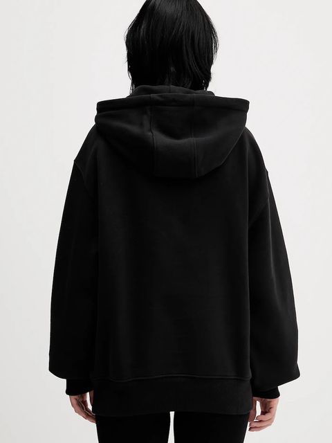 Tommy Jeans bluza bawełniana damska kolor czarny z kapturem z aplikacją DN0DN00099