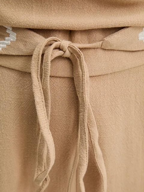 Answear.LAB bluzka i szorty z lnem damski kolor beżowy