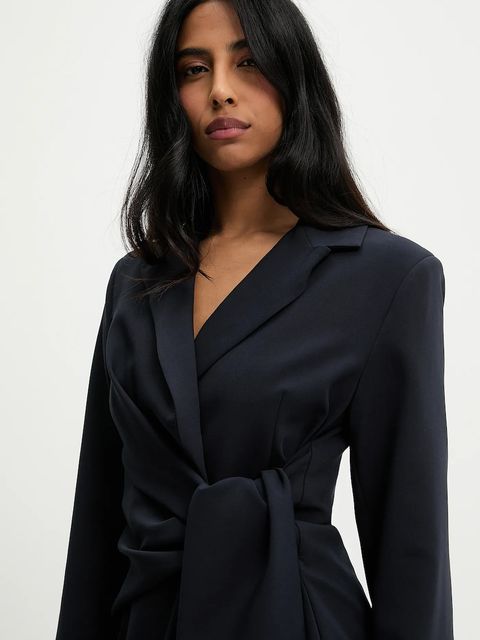 Answear.LAB marynarka kolor granatowy jednorzędowa gładka