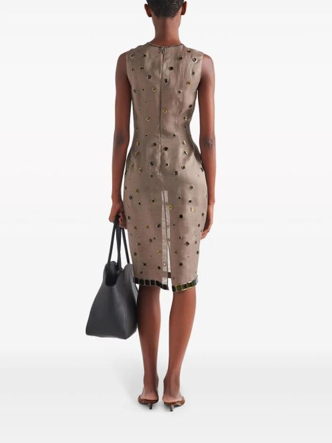 Prada eyelet-embellished silk dress - Green