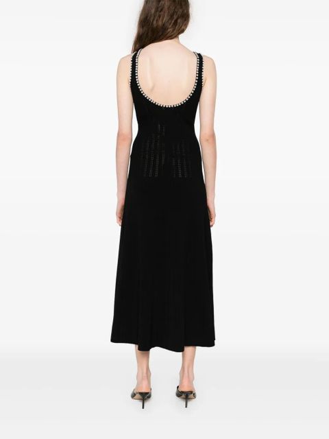 SANDRO faux-pearl embellished midi dress - Black