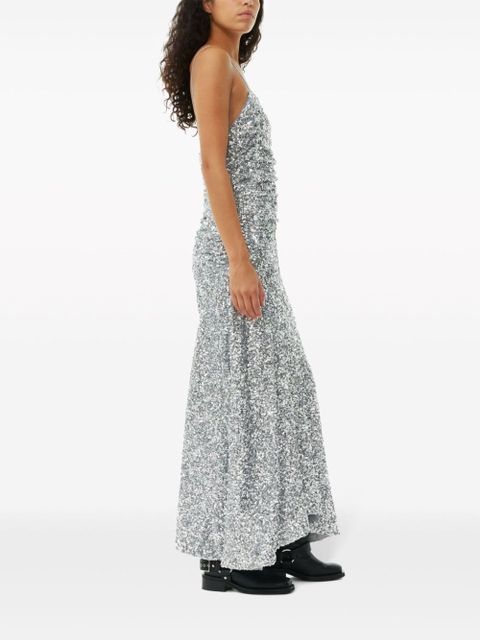 GANNI sequin-embellished maxi dress - Silver