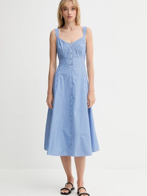 Levi's sukienka bawełniana kolor niebieski midi rozkloszowana 003PR - zdjęcie produktu nr 1