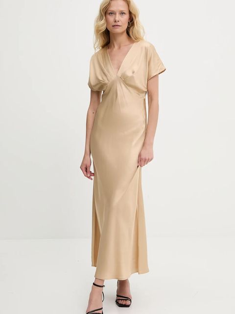 Answear.LAB sukienka kolor beżowy maxi rozkloszowana - zdjęcie produktu nr 1