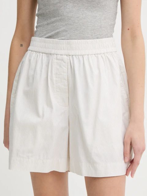 Herskind szorty bawełniane Alma damskie kolor beżowy wzorzyste high waist 5564172