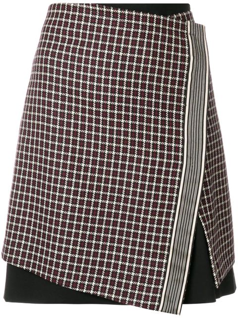 ETRO asymmetrical layered check skirt - Black