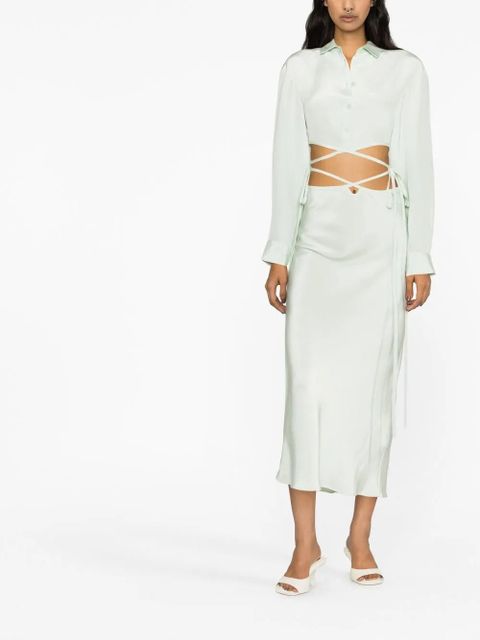 Christopher Esber tie-fastening silk shirt - Green - zdjęcie produktu nr 2