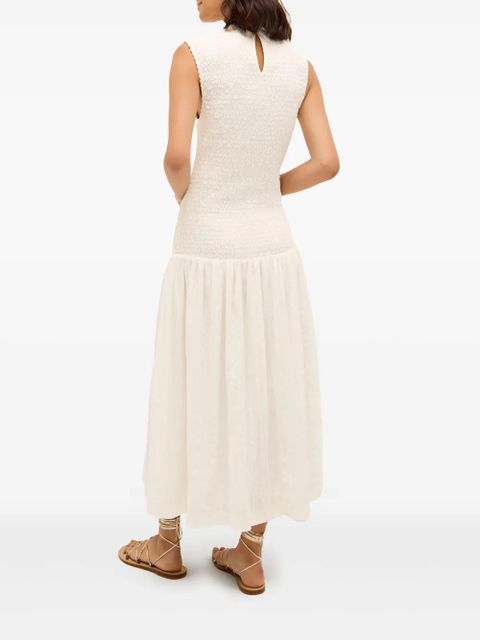 Marie Oliver Porter smocked-bodice midi dress - White - zdjęcie produktu nr 2