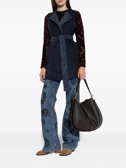 ETRO paisley-trimmed belted waistcoat - Blue