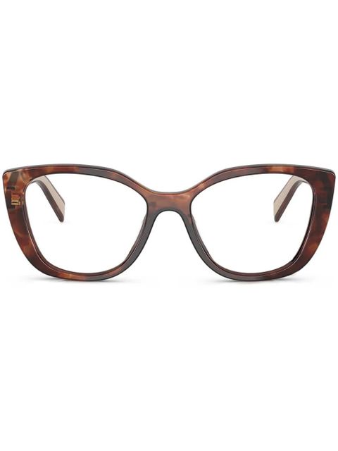 Prada Eyewear geometric-frame glasses - Brown - zdjęcie produktu nr 1