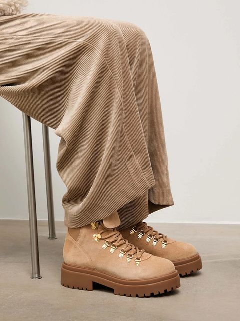 Answear.LAB botki zamszowe kolor brązowy na platformie - zdjęcie produktu nr 1