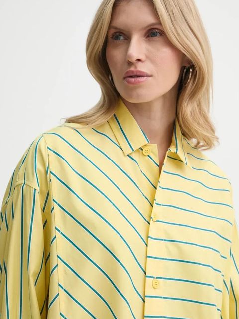 Sunnei koszula bawełniana kolor żółty relaxed z kołnierzykiem klasycznym RTWXSHR012