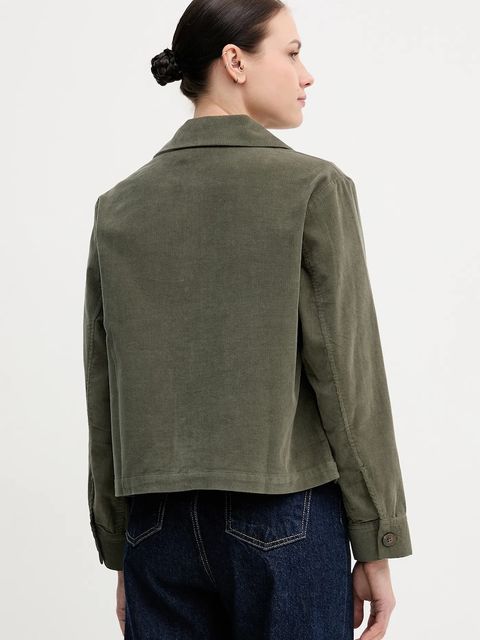 United Colors of Benetton koszula sztruksowa kolor zielony regular z kołnierzykiem klasycznym 294BDN091