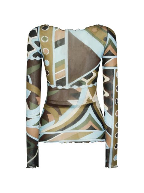PUCCI geometric-print mesh top - Green - zdjęcie produktu nr 2