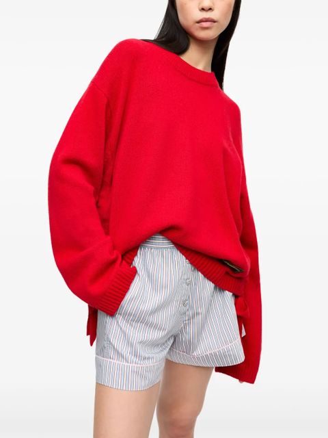 GANNI drawstring-hem sweater - Red