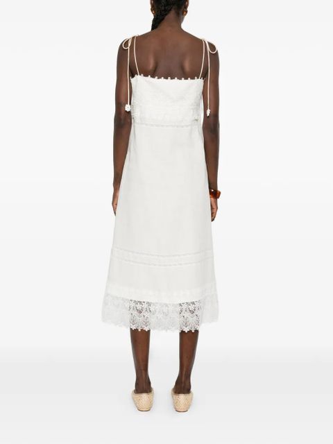 Valentino Garavani lace-trim midi dress - Neutrals
