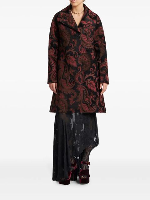 ETRO patterned-jacquard midi coat - Black