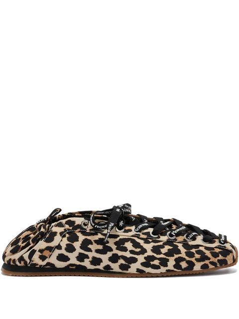 GANNI leopard-print lace-up ballet flats - Brown - zdjęcie produktu nr 1
