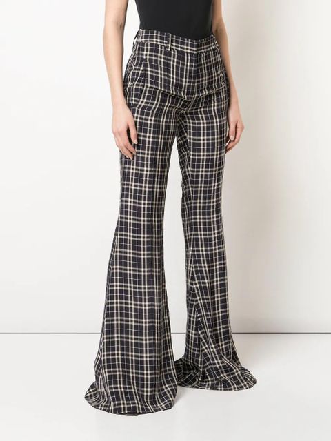 KHAITE Stockard check flared trousers - Blue