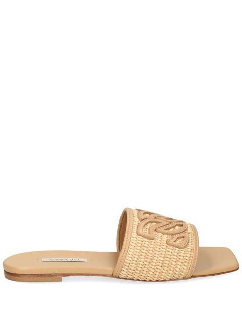 Casadei Portofino woven-raffia slides - Neutrals - zdjęcie produktu nr 1