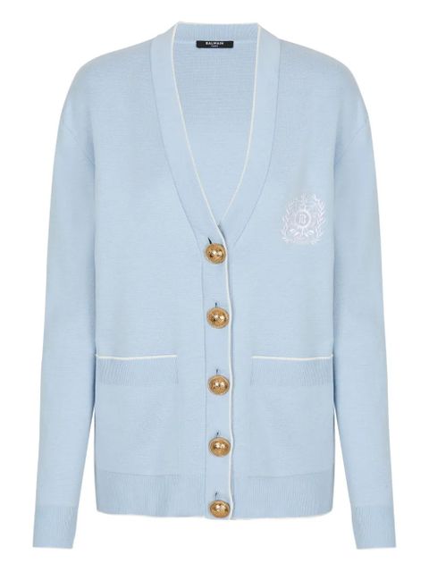 Balmain emblem button cardigan - Blue - zdjęcie produktu nr 1