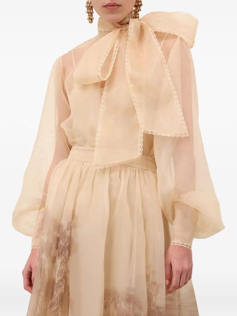ZIMMERMANN Memento organza bow-lace blouse - Neutrals