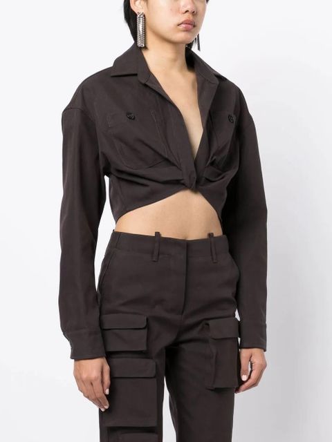 Off-White twisted cropped shirt - Grey