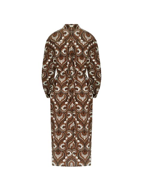 Weekend Max Mara tie-waist printed dress - Brown - zdjęcie produktu nr 2