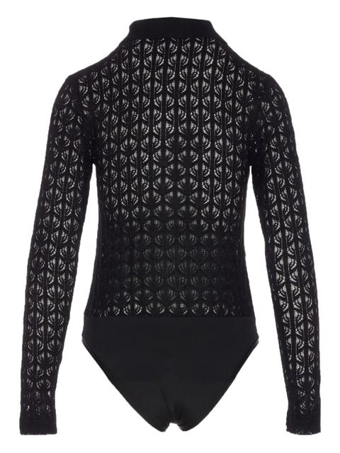 PINKO lace-panel polo-neck top - Black - zdjęcie produktu nr 2
