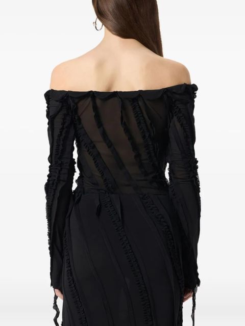 Blumarine off-shoulder ruffled top - Black
