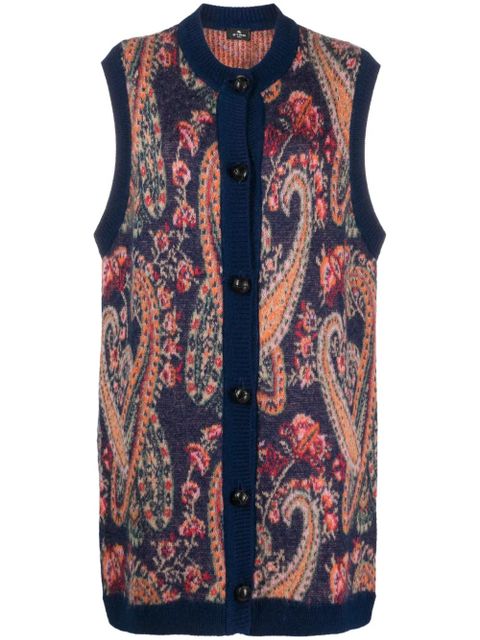 ETRO paisley intarsia-knit vest - Blue - zdjęcie produktu nr 1