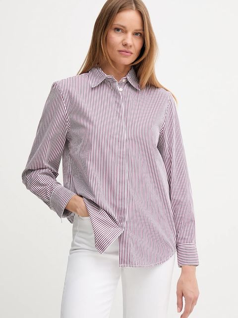 United Colors of Benetton koszula bawełniana damska kolor bordowy regular z kołnierzykiem klasycznym 59T7DQ0BH - zdjęcie produktu nr 1