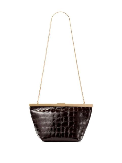 Jimmy Choo Ganache crocodile-effect chain clutch bag - Brown - zdjęcie produktu nr 2