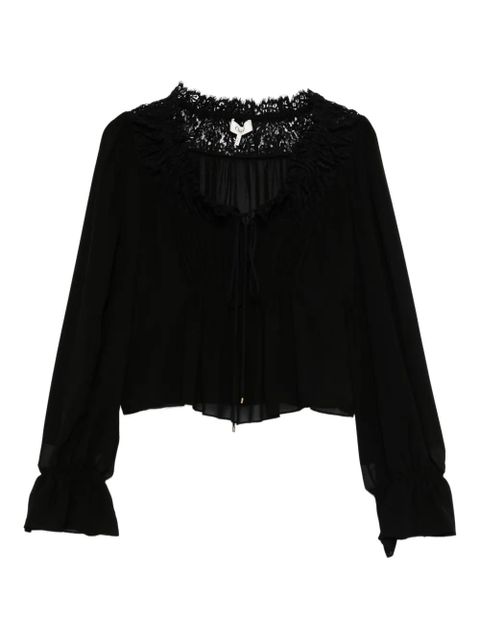 Chloé lace-trimmed pleated blouse - Black - zdjęcie produktu nr 1