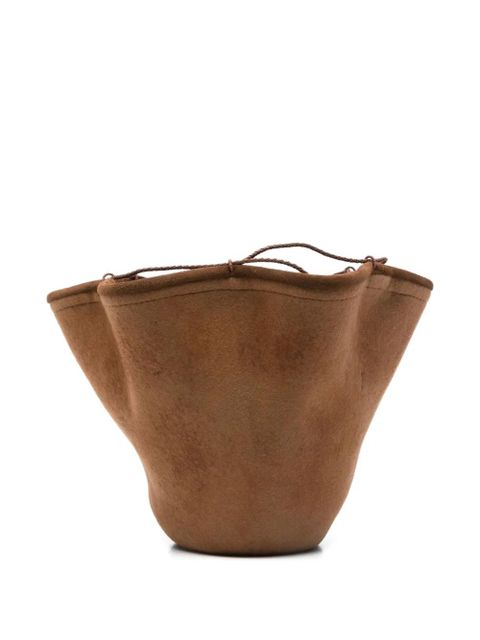 Ruslan Baginskiy pleated suede bucket bag - Brown